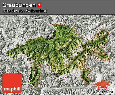 Satellite Map of Graubünden, lighten, semi-desaturated