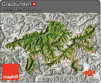 Satellite Map of Graubünden, lighten, semi-desaturated