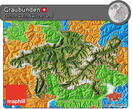 Satellite Map of Graubünden, political outside