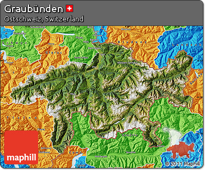 Satellite Map of Graubünden, political outside