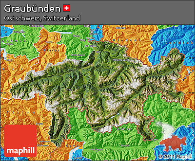 Satellite Map of Graubünden, political outside
