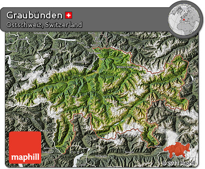 Satellite Map of Graubünden, semi-desaturated