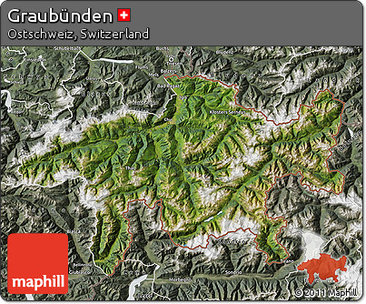 Satellite Map of Graubünden, semi-desaturated