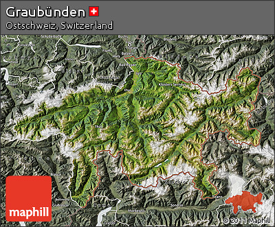 Satellite Map of Graubünden, semi-desaturated