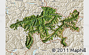 Satellite Map of Graubünden, shaded relief outside