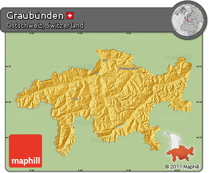 Savanna Style Map of Graubünden, single color outside