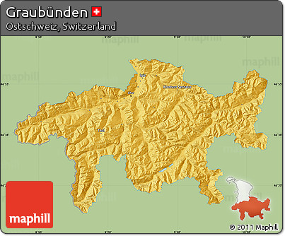 Savanna Style Map of Graubünden, single color outside