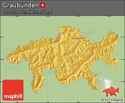 Savanna Style Map of Graubünden, single color outside
