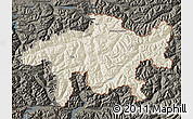 Shaded Relief Map of Graubünden, darken