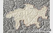 Shaded Relief Map of Graubünden, darken, semi-desaturated