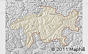 Shaded Relief Map of Graubünden, desaturated