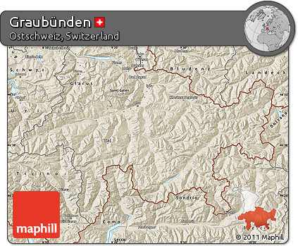 Shaded Relief Map of Graubünden