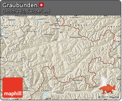 Shaded Relief Map of Graubünden