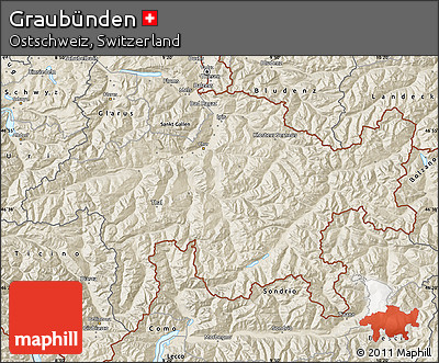 Shaded Relief Map of Graubünden