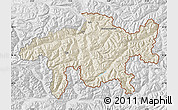 Shaded Relief Map of Graubünden, lighten, desaturated