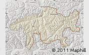 Shaded Relief Map of Graubünden, lighten, semi-desaturated