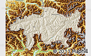 Shaded Relief Map of Graubünden, physical outside