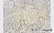 Shaded Relief Map of Graubünden, semi-desaturated