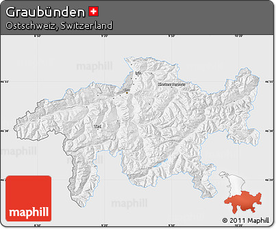 Silver Style Map of Graubünden, single color outside