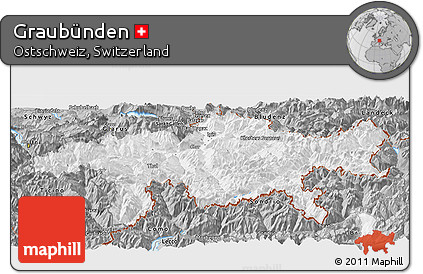 Gray Panoramic Map of Graubünden