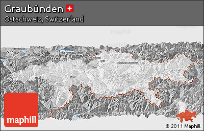 Gray Panoramic Map of Graubünden