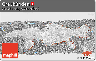 Gray Panoramic Map of Graubünden