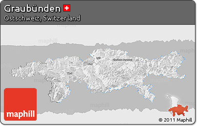 Gray Panoramic Map of Graubünden, single color outside