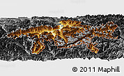 Physical Panoramic Map of Graubünden, darken, desaturated