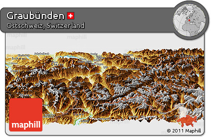 Physical Panoramic Map of Graubünden