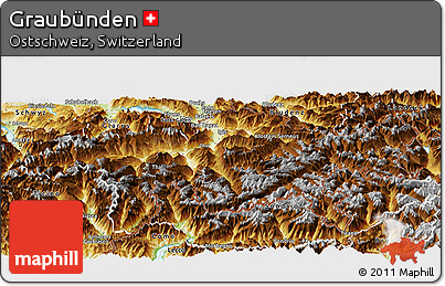 Physical Panoramic Map of Graubünden