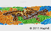 Physical Panoramic Map of Graubünden, political outside