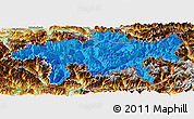 Political Panoramic Map of Graubünden, physical outside