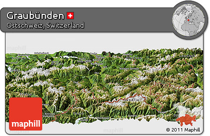 Satellite Panoramic Map of Graubünden
