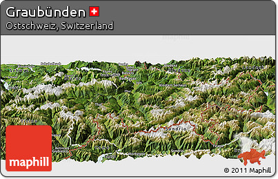 Satellite Panoramic Map of Graubünden