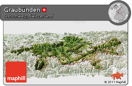 Satellite Panoramic Map of Graubünden, lighten