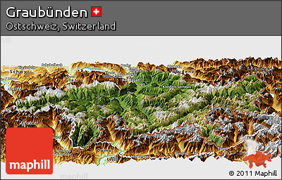 Satellite Panoramic Map of Graubünden, physical outside