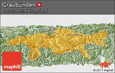 Savanna Style Panoramic Map of Graubünden