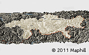 Shaded Relief Panoramic Map of Graubünden, darken