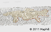 Shaded Relief Panoramic Map of Graubünden, lighten, semi-desaturated