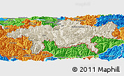 Shaded Relief Panoramic Map of Graubünden, political outside