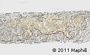 Shaded Relief Panoramic Map of Graubünden, semi-desaturated