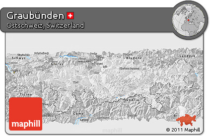 Silver Style Panoramic Map of Graubünden