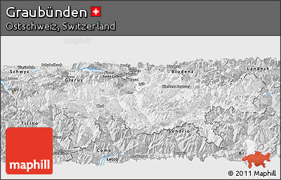 Silver Style Panoramic Map of Graubünden