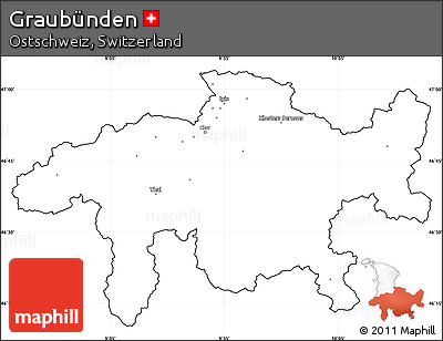 Blank Simple Map of Graubünden, cropped outside