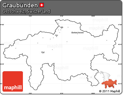 Blank Simple Map of Graubünden, cropped outside