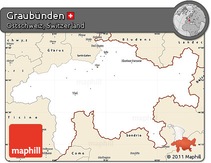 Classic Style Simple Map of Graubünden