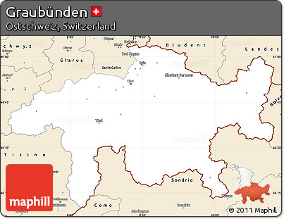 Classic Style Simple Map of Graubünden