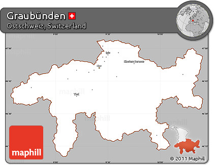 Gray Simple Map of Graubünden, cropped outside