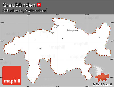 Gray Simple Map of Graubünden, cropped outside