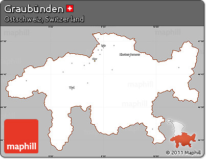 Gray Simple Map of Graubünden, cropped outside